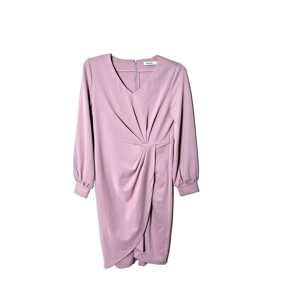 Jasambac Women's Nutmeg Faux Wrap Long Sleeve Dress Size L